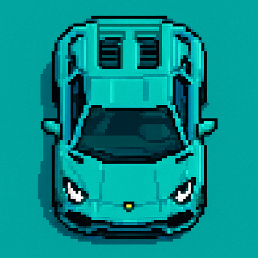 Draw 2d pixel lamborghini car top view turkuaz..
In-Game asset.  2d.  High contrast.  No shadows