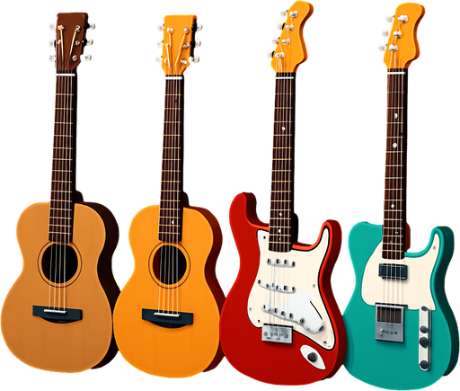 Pack of different guitars.
In-Game asset.  High contrast.  No shadows. 3D