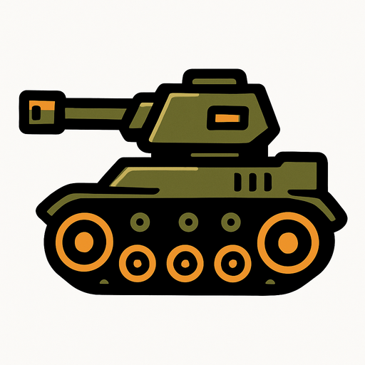 Let the tank face left.
In-Game asset.  2d.  High contrast.  No shadows