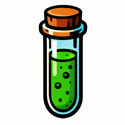 3 d gibi duran deney tübu.
In-Game asset.  2d.  High contrast.  No shadows