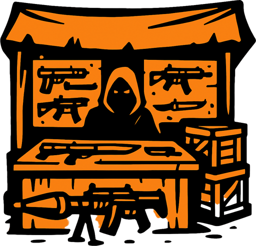 black market which sells weapon.
In-Game asset.  2d.  High contrast.  No shadows