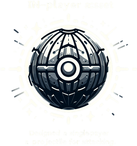 sehirli bir top pileart saldirmak icin top seklinde.
Single Game Texture.  In-Game asset.  2d.  Blank background.  High contrast.  No shadows