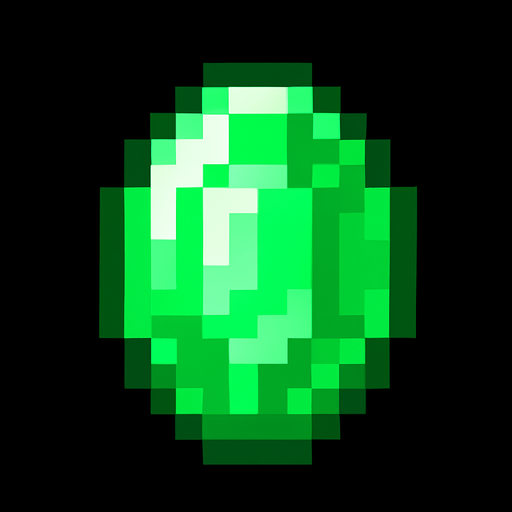 geerame una esmeralda pixelar.
In-Game asset.  2d.  High contrast.  No shadows
