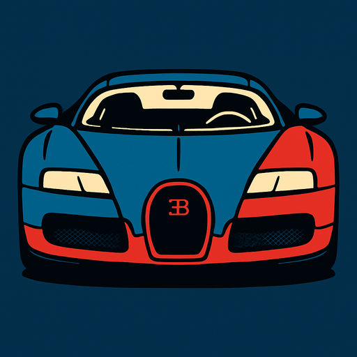 Kuzey yönüne bakan bir bugatti.
In-Game asset.  2d.  High contrast.  No shadows
