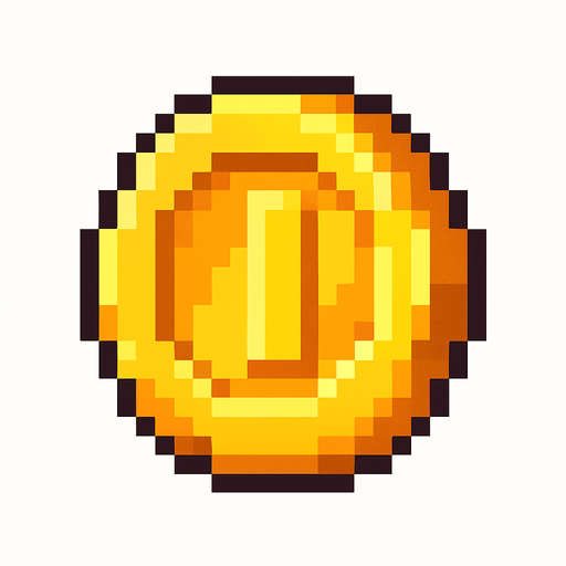 pixel art coin 2d.
In-Game asset.  2d.  High contrast.  No shadows