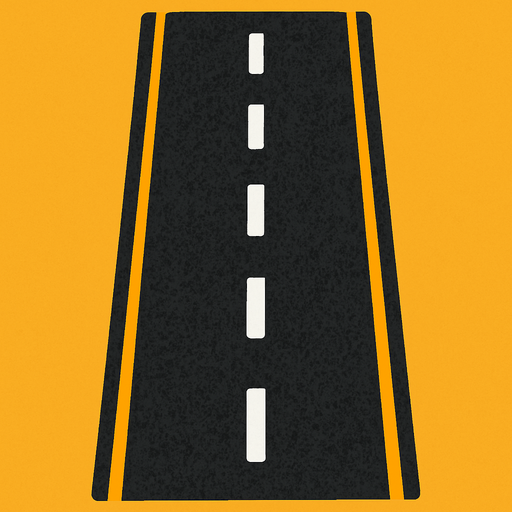 Asfalt bir maşın yolu.
In-Game asset.  2d.  High contrast.  No shadows