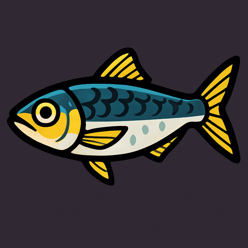 sardine.
In-Game asset.  2d.  High contrast.  No shadows