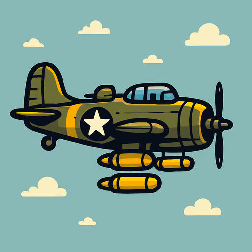 2d side scroller classic air plane bomber ww2.
In-Game asset.  2d.  High contrast.  No shadows