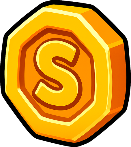 A coin in like subway surfers game with no back ground.
In-Game asset.  2d.  High contrast.  No shadows