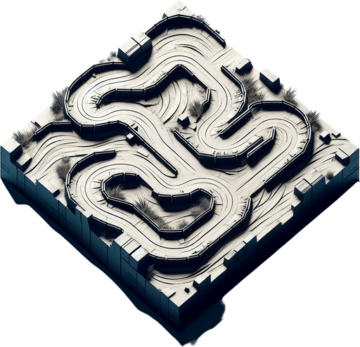 CAR TRACK.
Single Game Texture. In-Game asset. 2d. Blank background. High contrast. No shadows.
