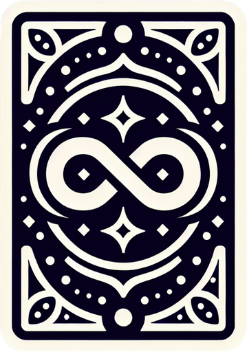 Cardback with the Symbol ♾️ on it.
Single Game Texture. In-Game asset. 2d. High contrast. No shadows.