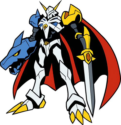 Omegamon.
In-Game asset.  2d.  High contrast.  No shadows