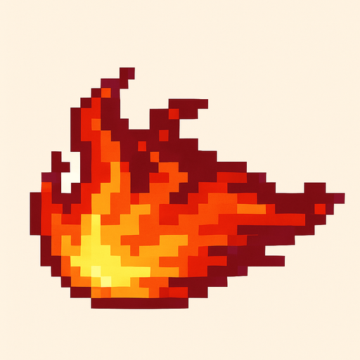 fire left to right pixel.
In-Game asset.  2d.  High contrast.  No shadows