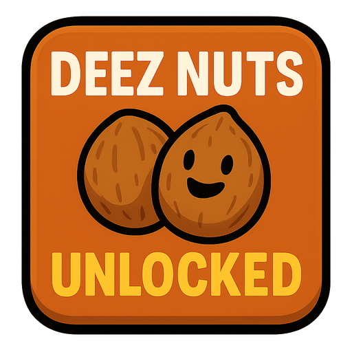 Deez nuts unlocked button.
In-Game asset.  2d.  High contrast.  No shadows