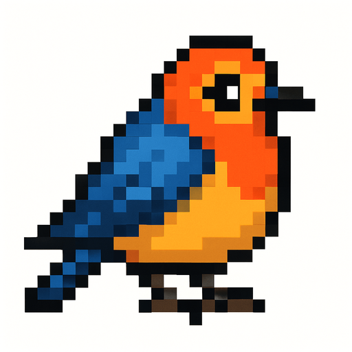 Bird pixel.
In-Game asset.  2d.  High contrast.  No shadows