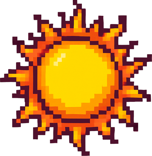 sol pixelart.
In-Game asset.  2d.  High contrast.  No shadows
