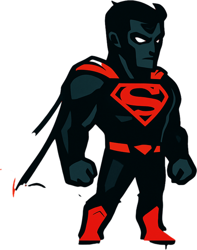 Dark superman 2d game.
In-Game asset.  2d.  High contrast.  No shadows