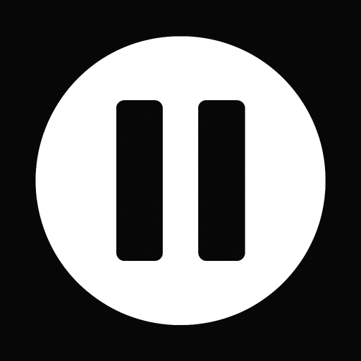 Pause icon in circle white.
In-Game asset.  2d.  High contrast.  No shadows