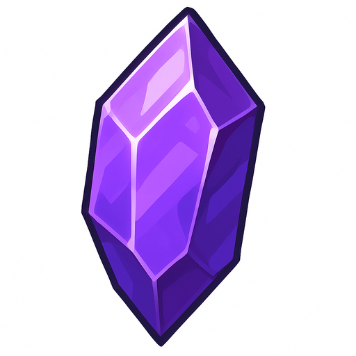 a purple crystal.
In-Game asset.  2d.  High contrast.  No shadows