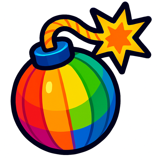Renkli süper bomba.
In-Game asset.  2d.  High contrast.  No shadows