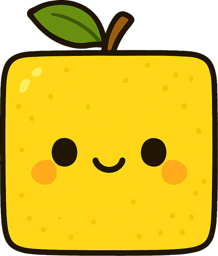 Perfectly square yellow lemon. Cartoon style. Cute art style. Simple vector style.