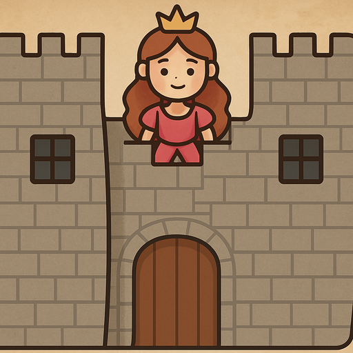 add a princess at the middle top of the castle