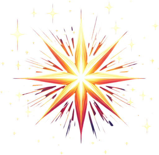 Beautiful Bright Star, highly detailed Single Game Texture. In-Game asset. 2d. Blank background. High contrast. No shadows.