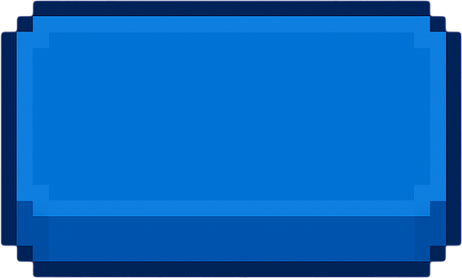 Blank blue button 2d pixilated topdown.
In-Game asset.  2d.  High contrast.  No shadows