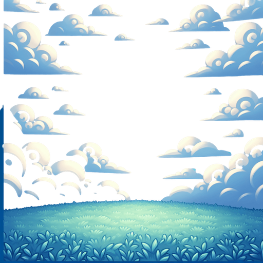 blue sky and with cloud.
Single Game Texture.  In-Game asset.  2d.  Blank background.  High contrast.  No shadows