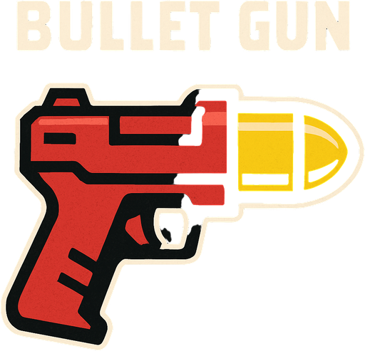 Bullet gun.
In-Game asset.  2d.  High contrast.  No shadows