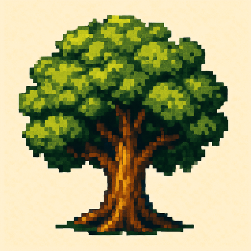 pixel
 ağaç.
In-Game asset.  2d.  High contrast.  No shadows