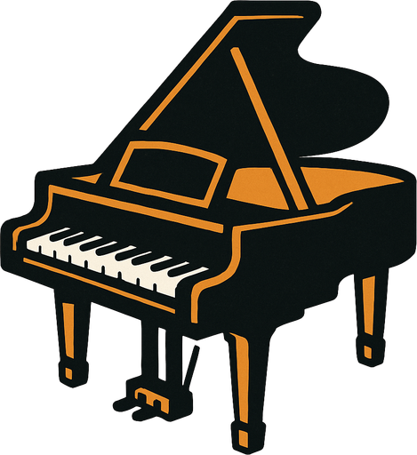 Grand piano.
In-Game asset.  2d.  High contrast.  No shadows