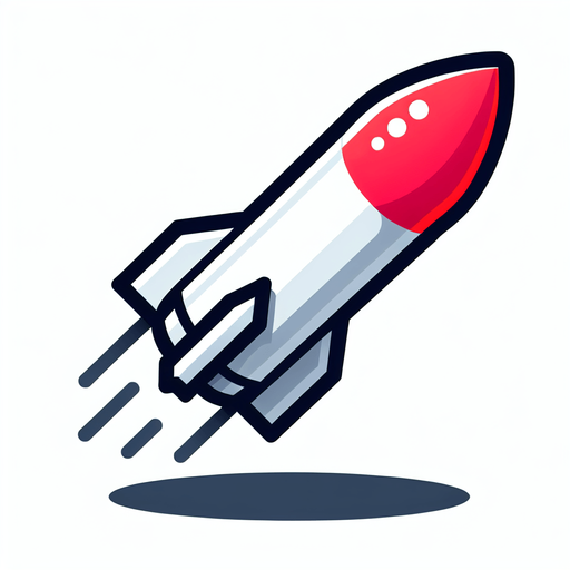 a While missile, with a red top that is pointing downwards.
Single Game Texture. In-Game asset. 2d. Blank background. High contrast. No shadows.