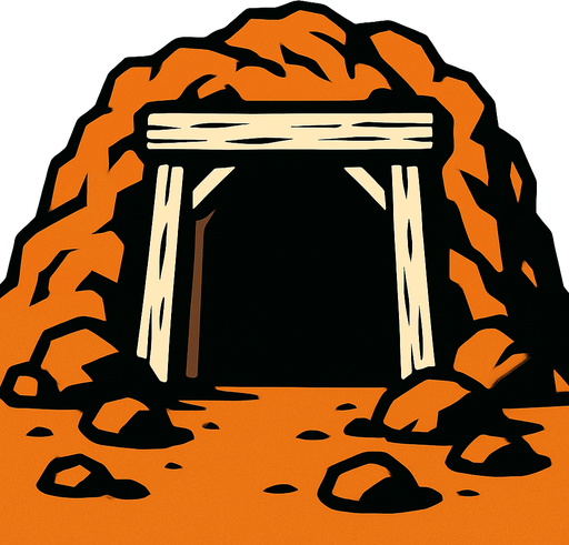 Maden girişi.
In-Game asset.  2d.  High contrast.  No shadows