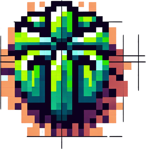 Pixelated cactus seen from above.
Single Game Texture.  In-Game asset.  2d.  Blank background.  High contrast.  No shadows
