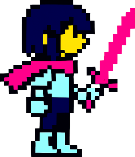 Kris chica con espada rosa mirando ala izquierda.
In-Game asset.  2d.  High contrast.  No shadows