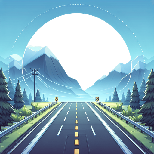 Beautiful road.
Single Game Texture. In-Game asset. 2d. Blank background. High contrast. No shadows.