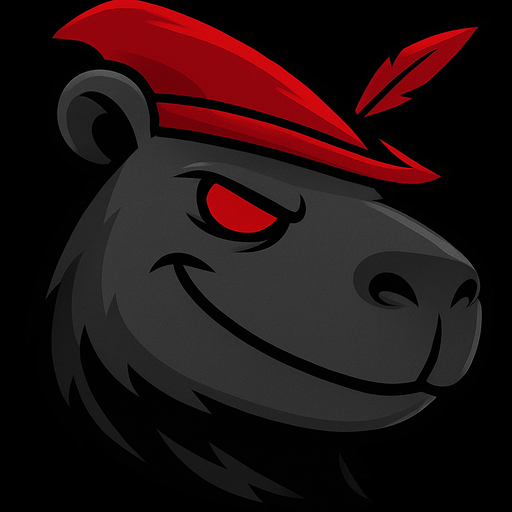 Agregale un sombrero rojo de robinhood, cambia la explesion a sonrisa malvada sin mostrar los dientes. Recuerda usar los rasgos y formas de un capibara.