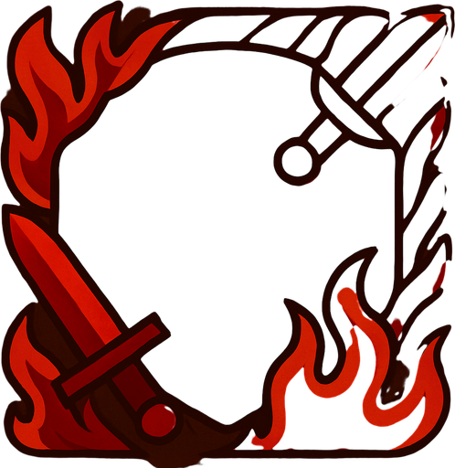 El margen de un botón que indica ataque de un juego de mesa, color rojo sin texto