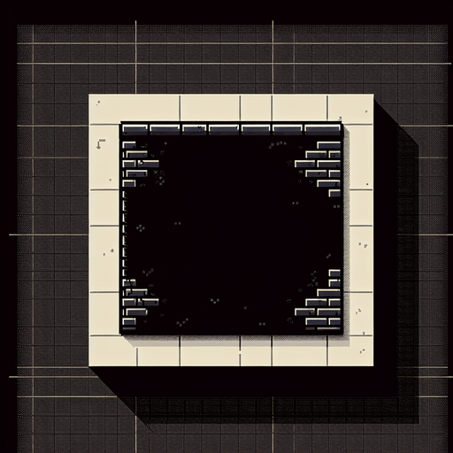 wall view from top-down, game asset videogame, black color, simple.
Single Game Texture. In-Game asset. 2d. Blank background. High contrast. No shadows. worn out sticker. 90's style. vintage. simple. top-down view. poster. sticker