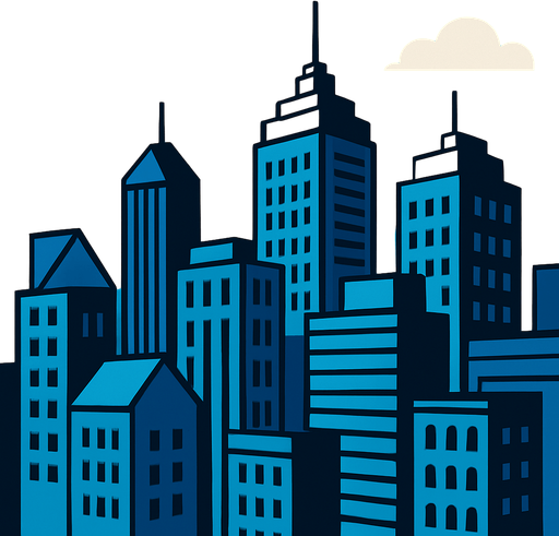 Make the city background.
In-Game asset.  2d.  High contrast.  No shadows