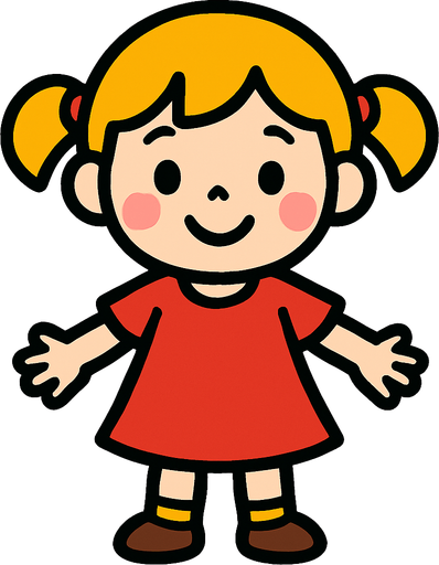 Petite fille.
In-Game asset.  2d.  High contrast.  No shadows