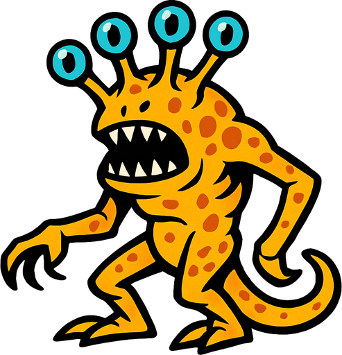 alien creature drawing.
In-Game asset.  2d.  High contrast.  No shadows