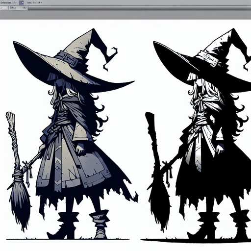 Witch
Single Game Texture. In-Game asset. 2d. Blank background. High contrast. No shadows.
