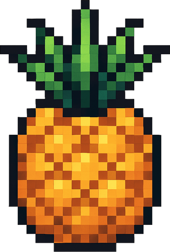 make pixel art 2d pineapple.
In-Game asset.  2d.  High contrast.  No shadows
