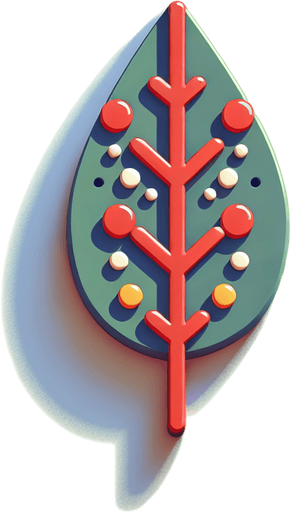 a christmas leaf. plastic style. Single Game Texture. In-Game asset. 2d. Blank background. High contrast. No shadows.