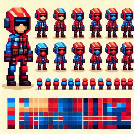 MG hero red and blu.
Single Game Texture.  In-Game asset.  2d.  Blank background.  High contrast.  No shadows