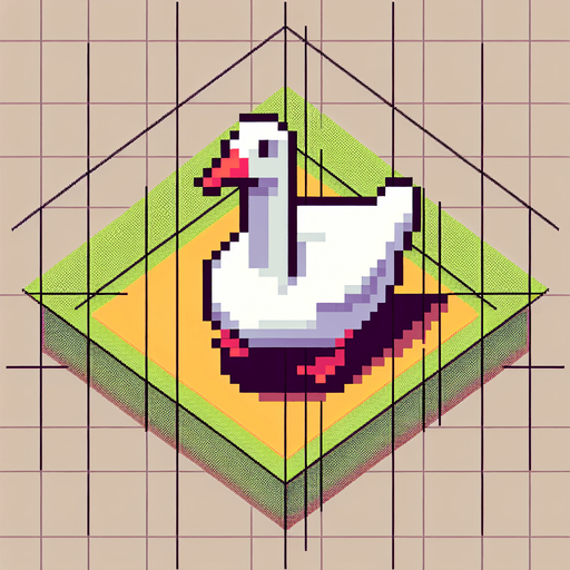 goose, top-down view.
Single Game Texture.  In-Game asset.  2d.  Blank background.  High contrast.  No shadows. simple pixel art