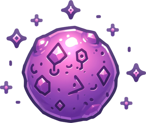 Un slime morado con runas magicas RPG. Estilo suave y simple.
Single Game Texture.  In-Game asset.  2d.  Blank background.  High contrast.  No shadows