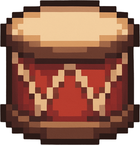 Drum 2d pixelart.
In-Game asset.  2d.  no drums